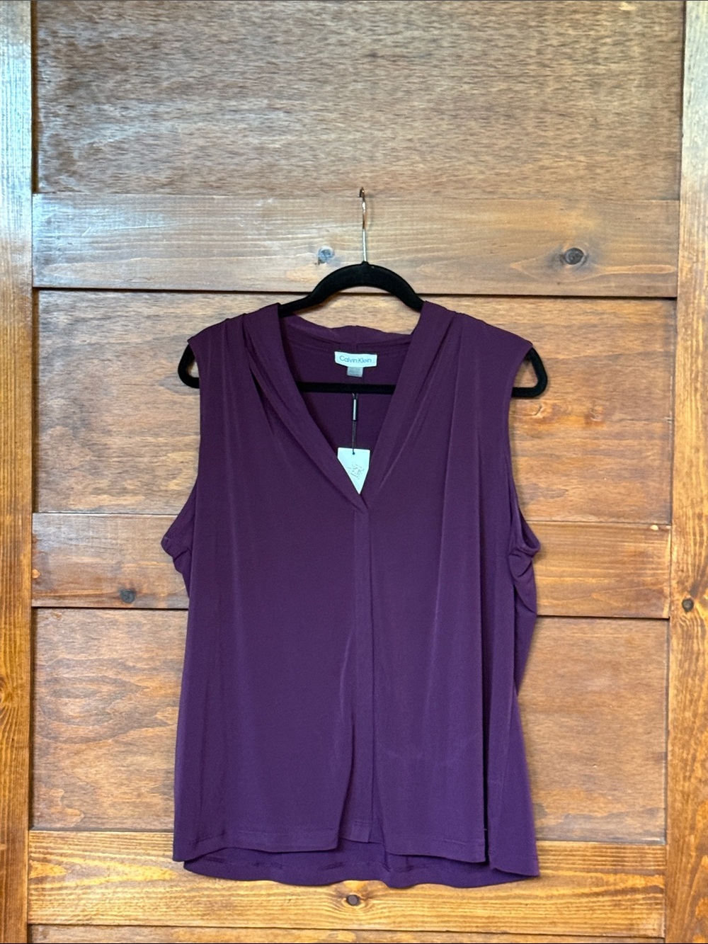 Calvin Klein Deep Plum Sleeveless V-Neck Tank